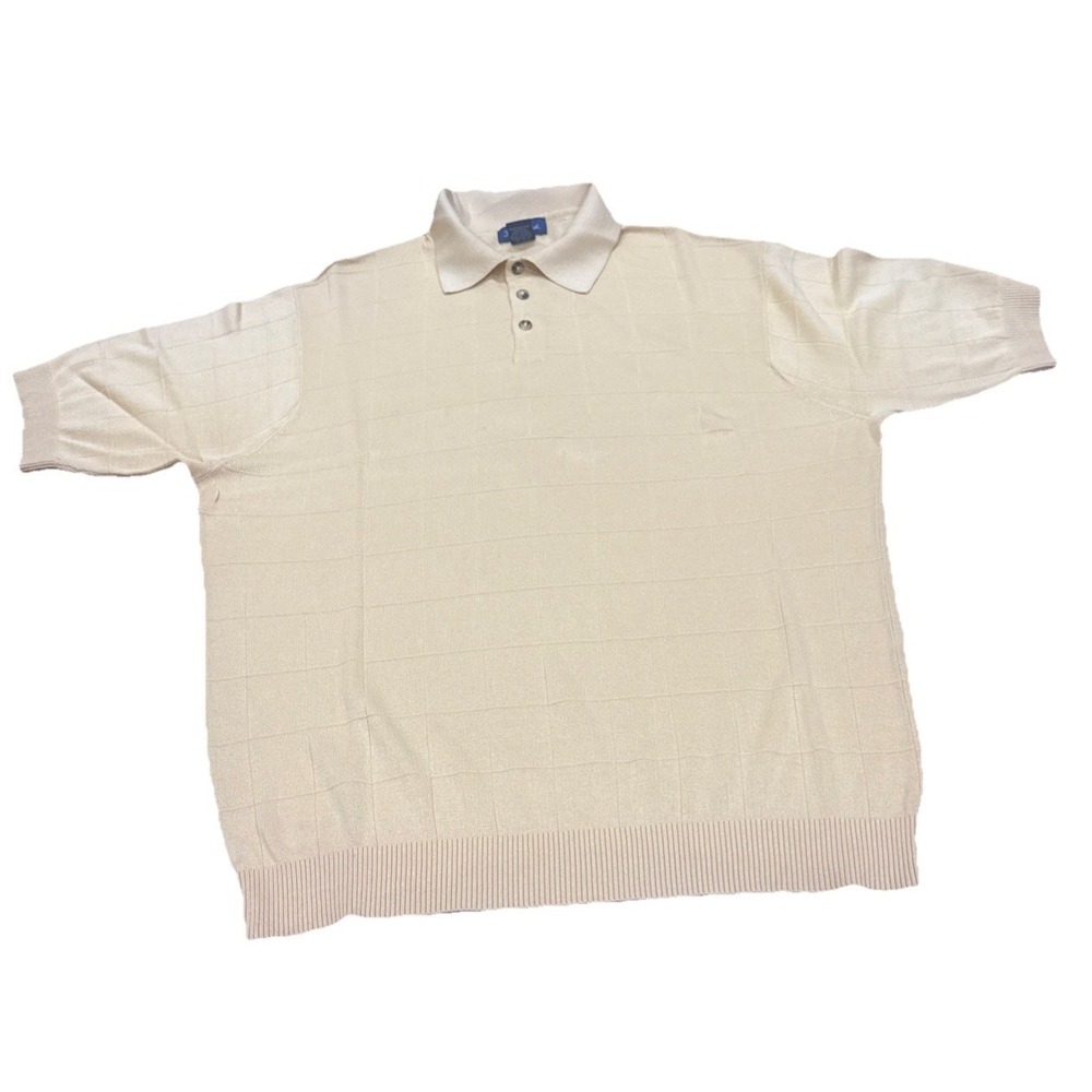 Paul Fredrick Polo Shirt Mens Large Yellow 100% Silk Knit Casual Grandpacore